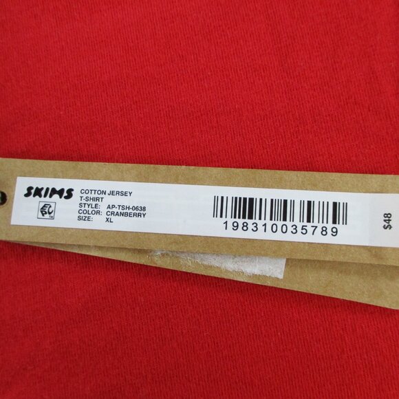 SKIMS Cotton Jersey T Shirt Womens XL Cranberry Red Crewneck Colorful Casual Tee - Picture 4 of 9